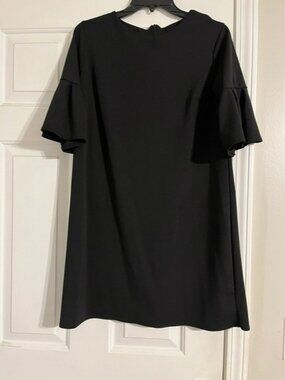 Elegant Black Ruffle-Sleeve Mini Dress